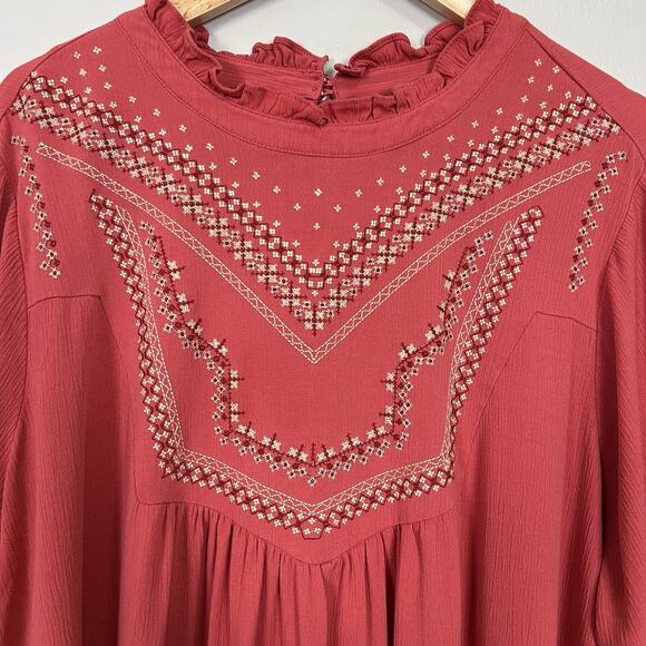 Torrid Blouse Women 3X Boho Romantic‎ Rustic Artisan Flowy Feminine Embroidered - Picture 3 of 11